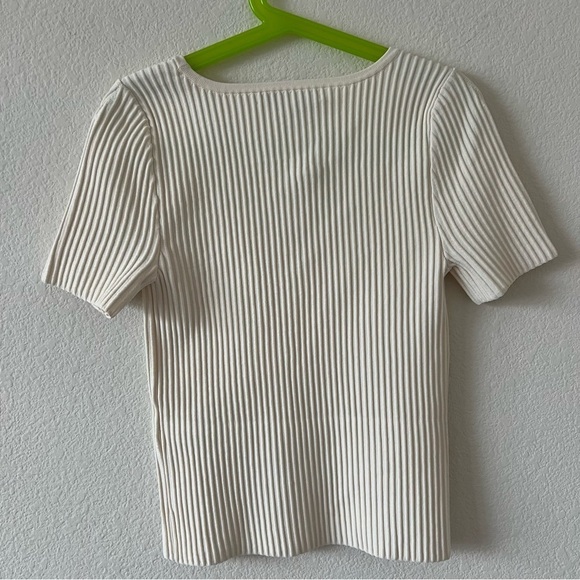 NWT Madewell Sculpt Ottoman Crop Sweater Tee Bright Ivory SZ XXS - Picture 6 of 13
